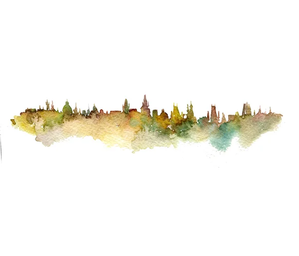 Watercolor silhouette of city — Stock Photo, Image