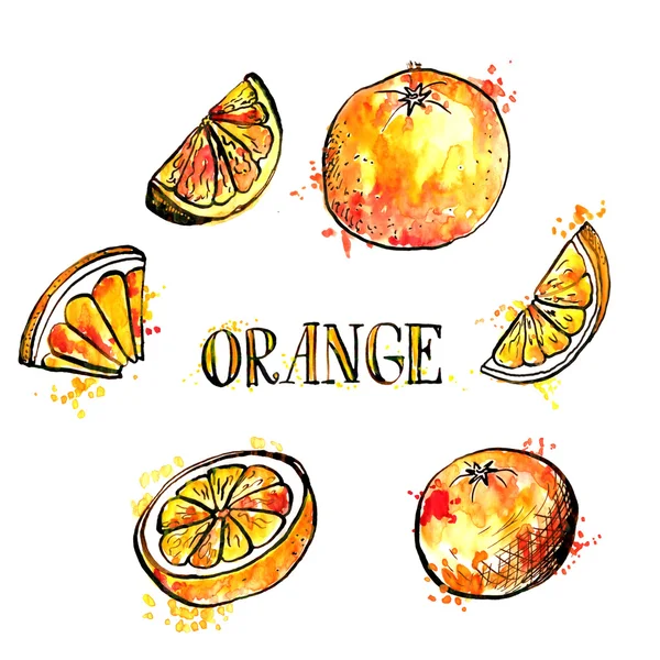 手工绘制的橘子 — 图库照片