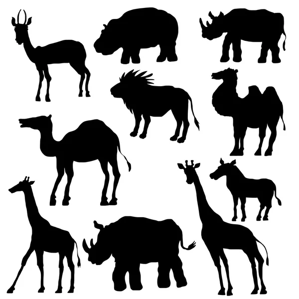 Silhouettes of wild animals — Stock Vector
