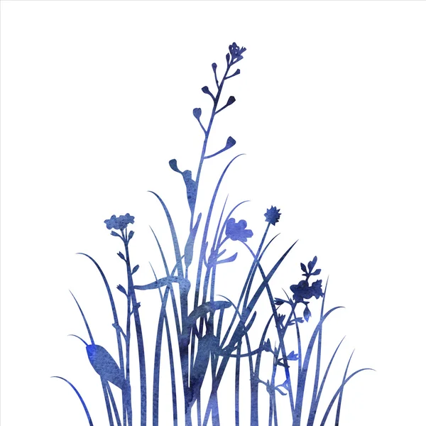 silhouettes of flowers and grass