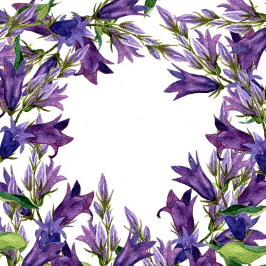 Sulu Boya çizim blue Bell'de çiçekler ile arka plan