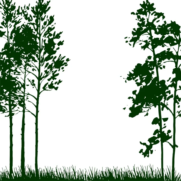 Silueta krajina s borovicemi — Stockový vektor