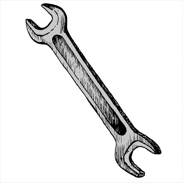 Hand drawn wrench — Stock Vector