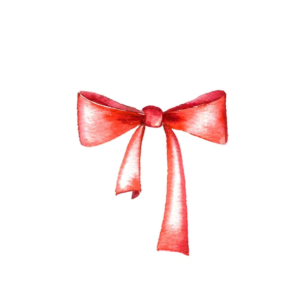 Watercolor drawing red bow — Stock Photo, Image