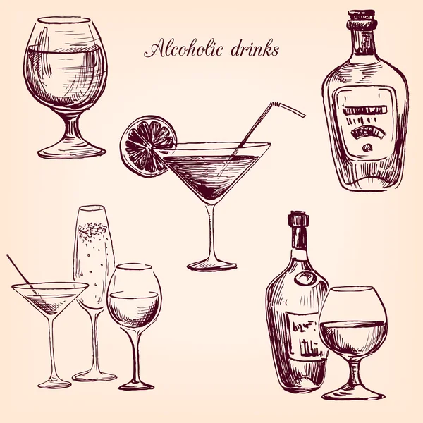 Csoportja, alkoholos italok — Stock Vector