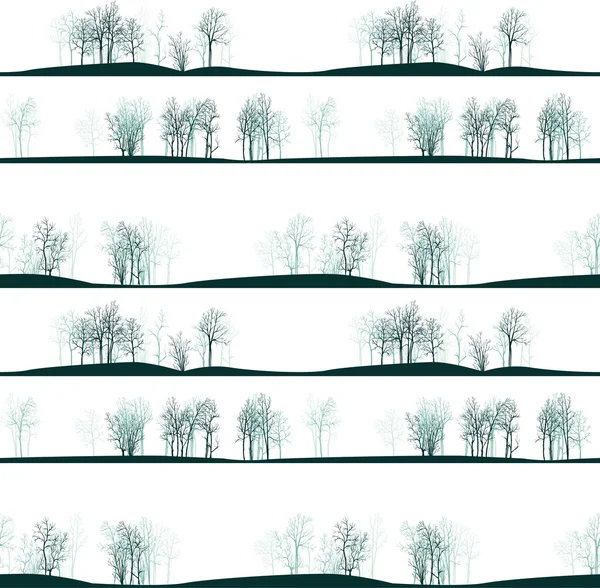 Modello senza cuciture vettoriale con alberi invernali — Vettoriale Stock