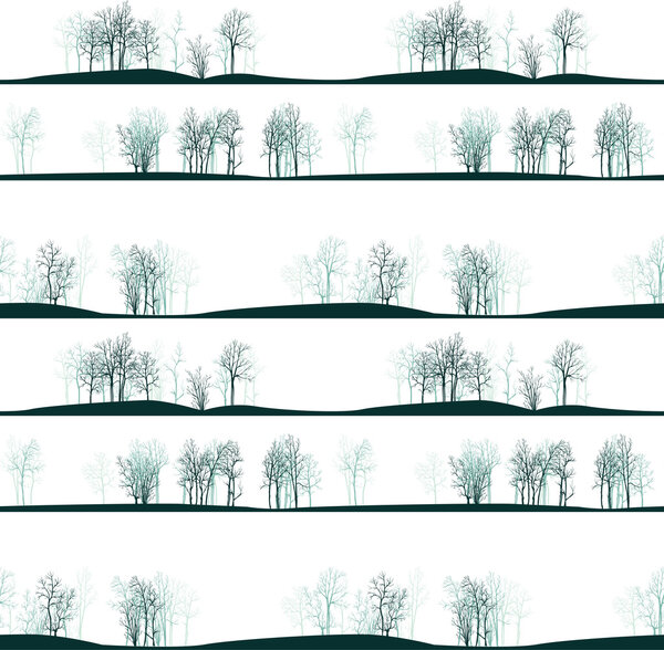 vector seamless pattern with winter trees