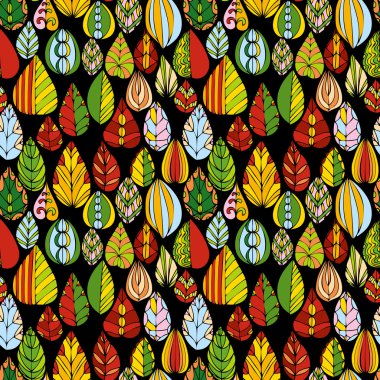 vektör doodle yaprakları ile seamless modeli