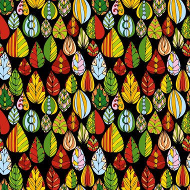 vektör doodle yaprakları ile seamless modeli