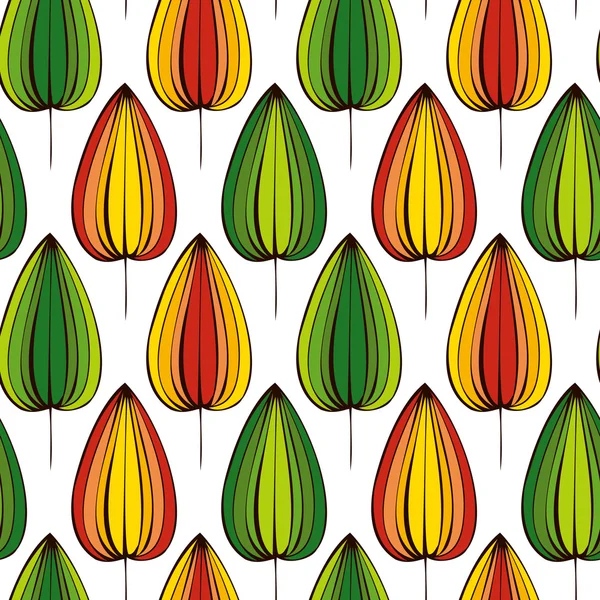 Modèle vectoriel sans couture avec des feuilles doodle — Image vectorielle