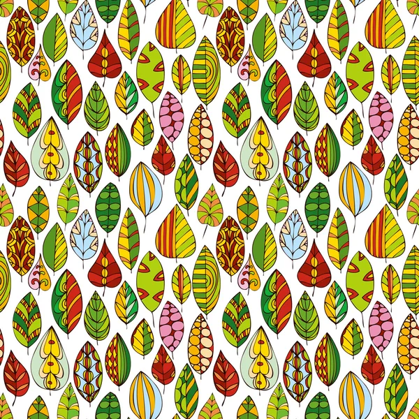 Векторный бесшовный рисунок с листьями каракулей — стоковый вектор