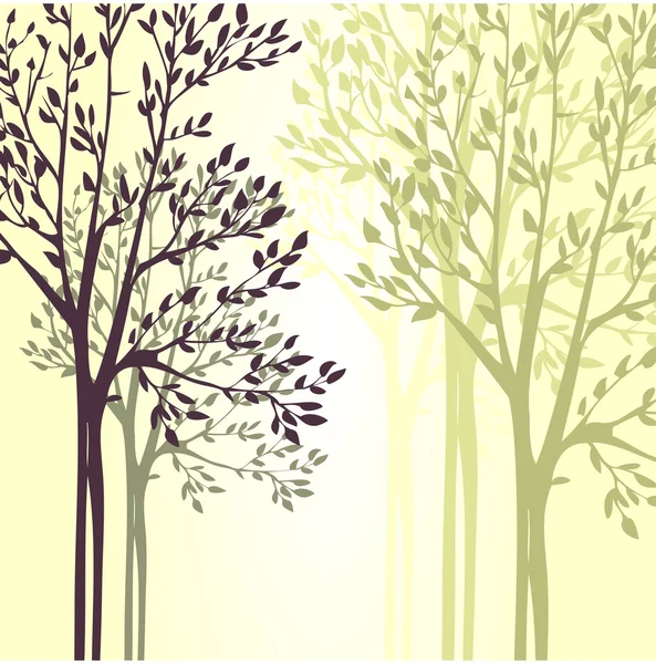 Fond vectoriel avec arbres de printemps — Image vectorielle