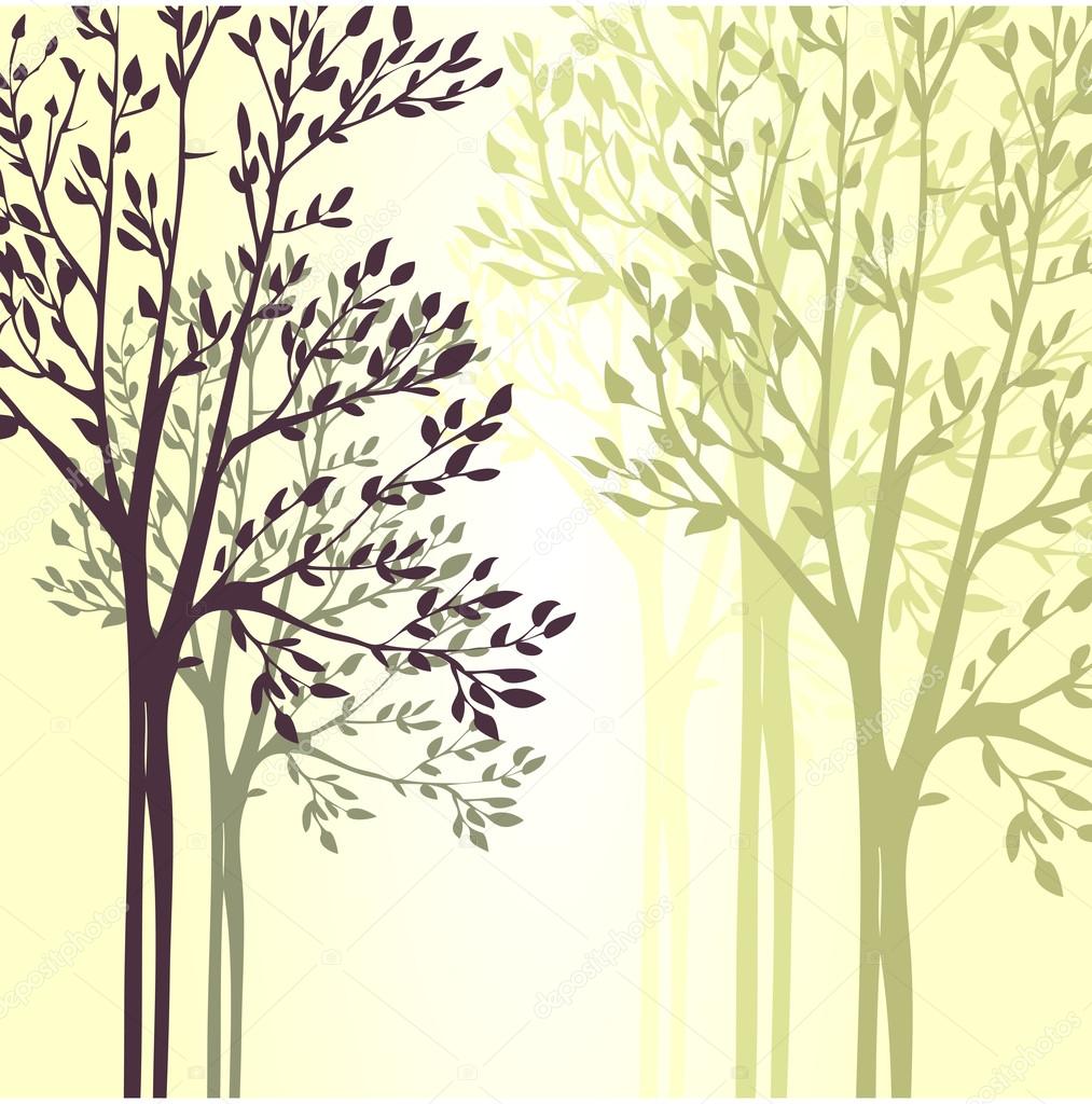 Vector background with spring trees