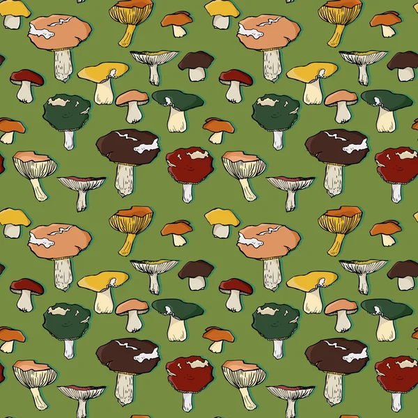 Motif sans couture vectoriel avec dessin champignons — Image vectorielle