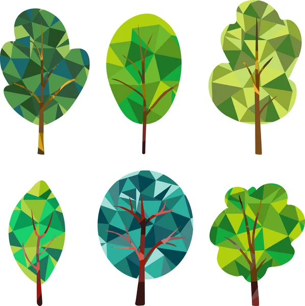 Üçgen ağaçlar poligonal silhouettes — Stok Vektör