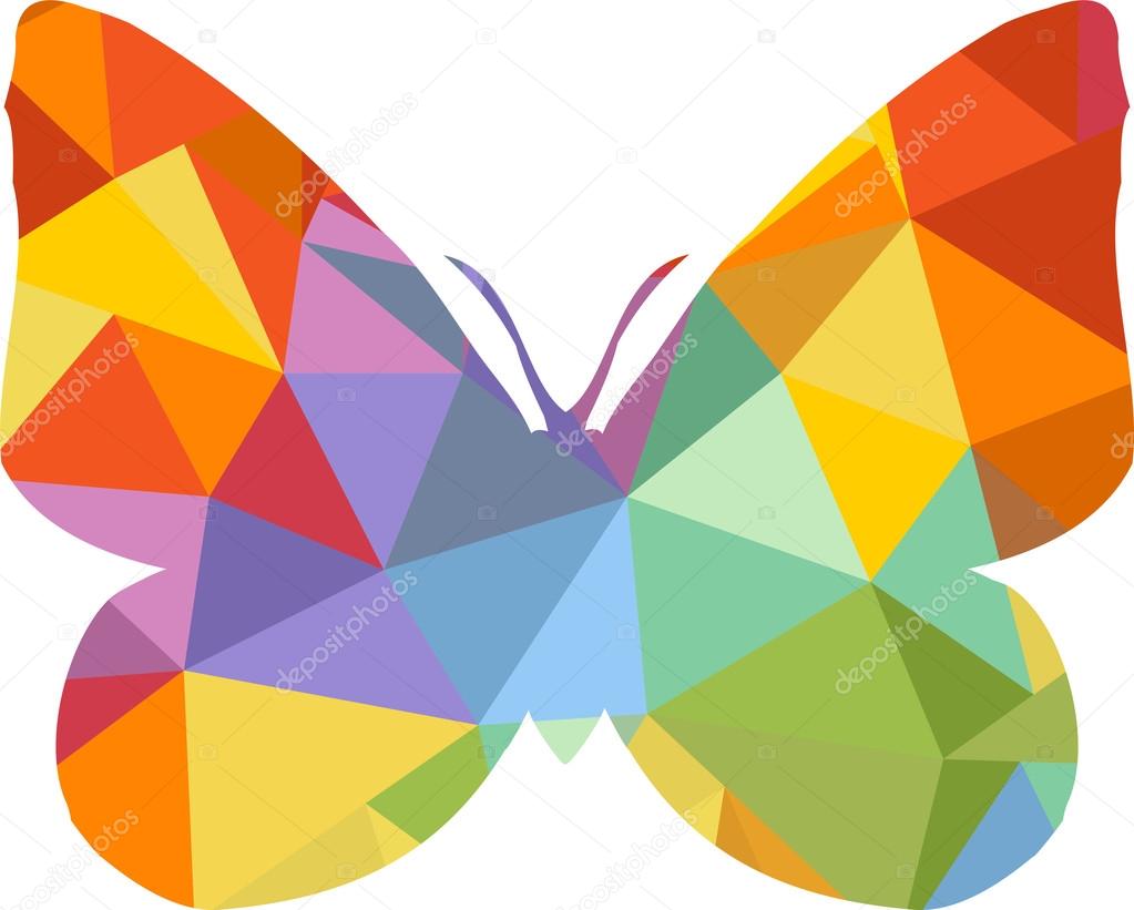 Triangle polygonal silhouette of butterfly