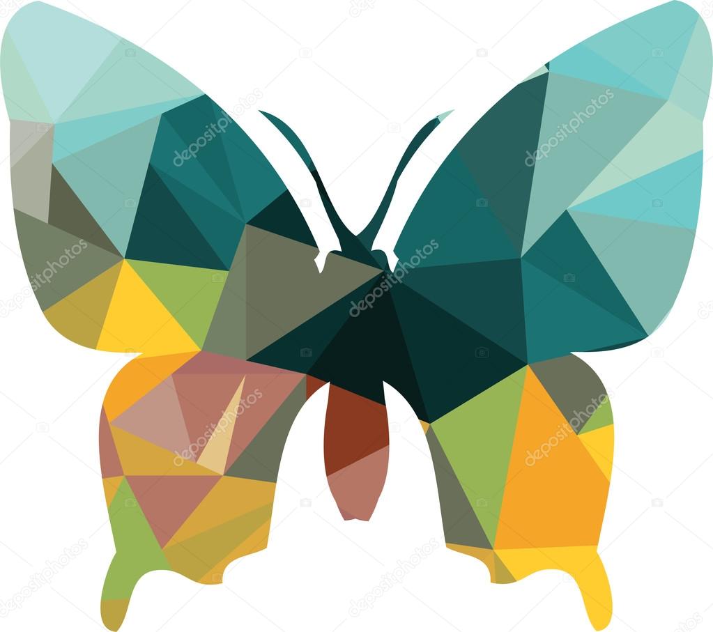Triangle polygonal silhouette of butterfly