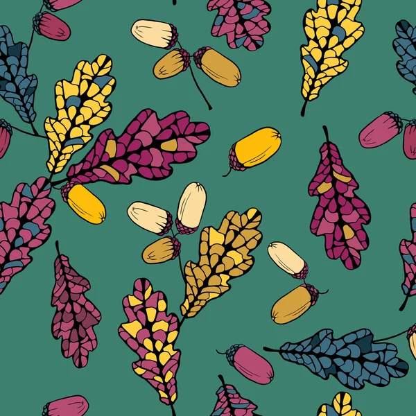 Vector seamless pattern with leaves of oak — Stock Vector