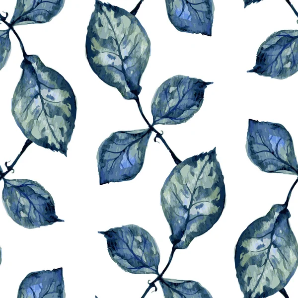 Бесшовный узор с голубыми листьями — стоковый вектор