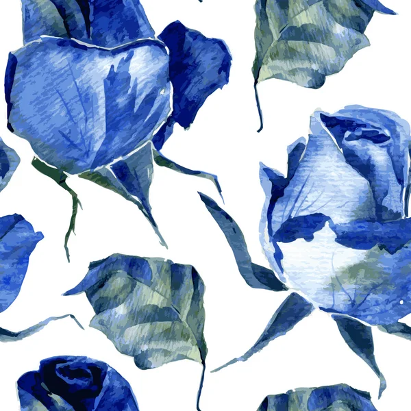 Бесшовный рисунок с голубыми розами — стоковый вектор