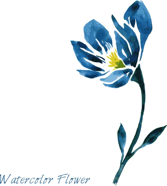 Aquarel tekening Blauwe bloem — Stockvector