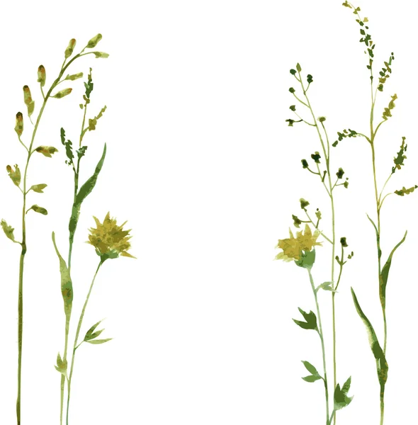 Silhuetas de flores e grama —  Vetores de Stock