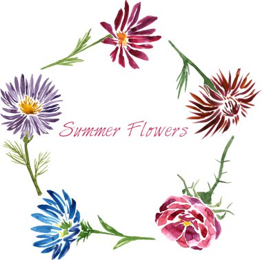 Sulu Boya çizim kart çiçekli