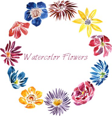 Sulu Boya çizim kart çiçekli