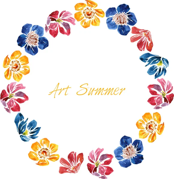 花の水彩画の図面カード — ストックベクタ