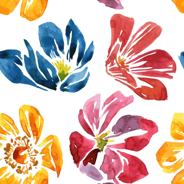 Sulu Boya çizim çiçek ile Seamless Modeli — Stok Vektör