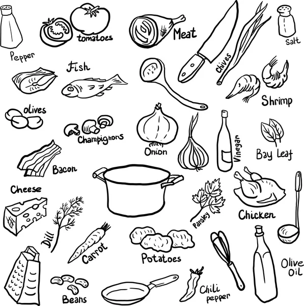 Dinner Doodle Set — Stockvektor