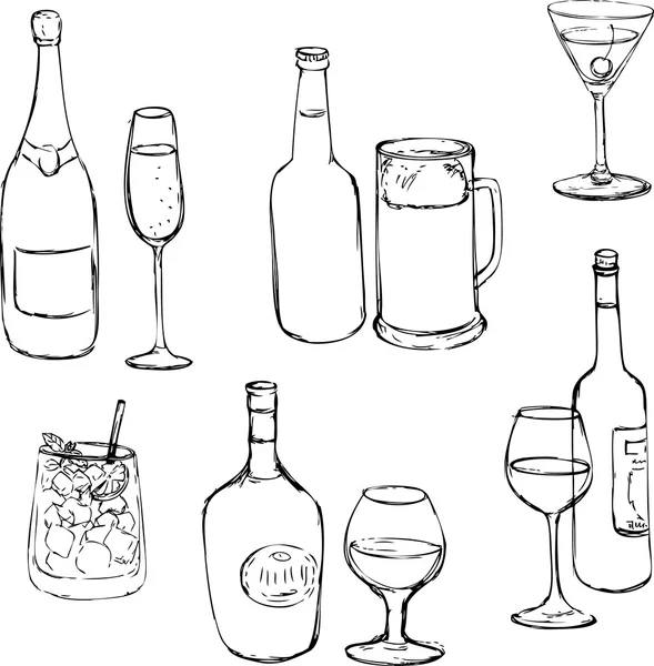 Conjunto de bebidas alcoólicas — Vetor de Stock
