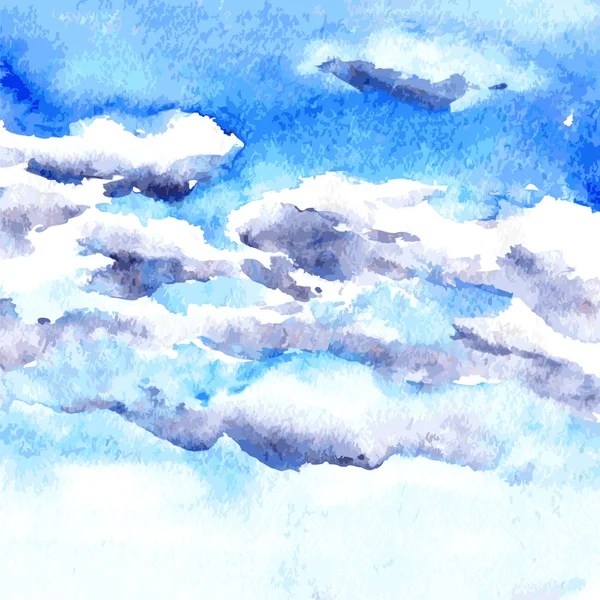 Облака рисования акварелью — стоковый вектор