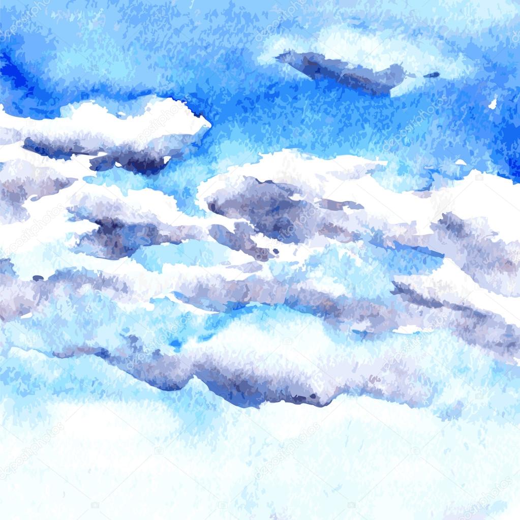 watercolor drawing clouds