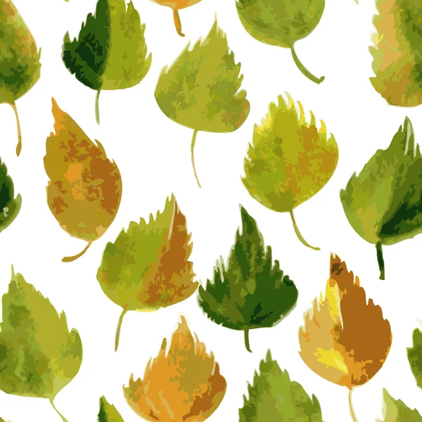 Motif sans couture avec des feuilles à l'aquarelle — Image vectorielle