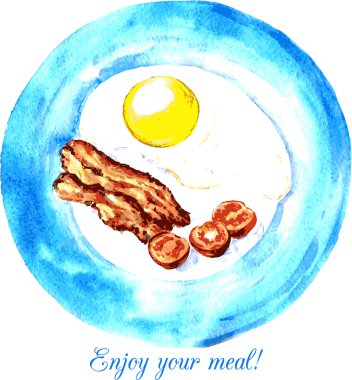 Morning breakfast with eggs,bacon and tomatoes vector Morning breakfast with eggs,bacon and tomatoes vector