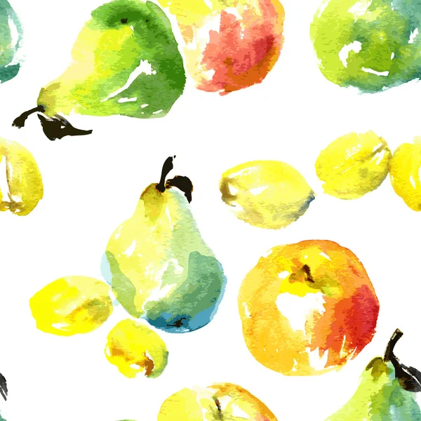 Patrón sin costuras con acuarela dibujar frutas — Archivo Imágenes Vectoriales