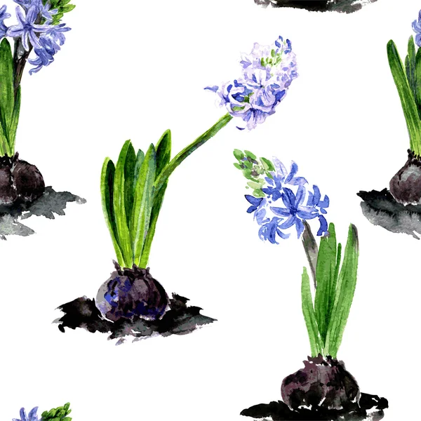 Padrão sem costura com flores de desenho aquarela —  Vetores de Stock