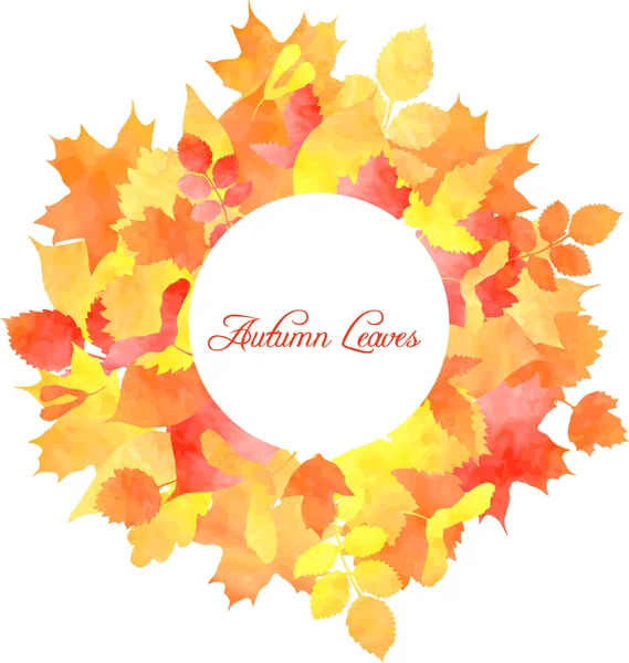 Blumenschablone mit Herbstblättern per Aquarell — Stockvektor