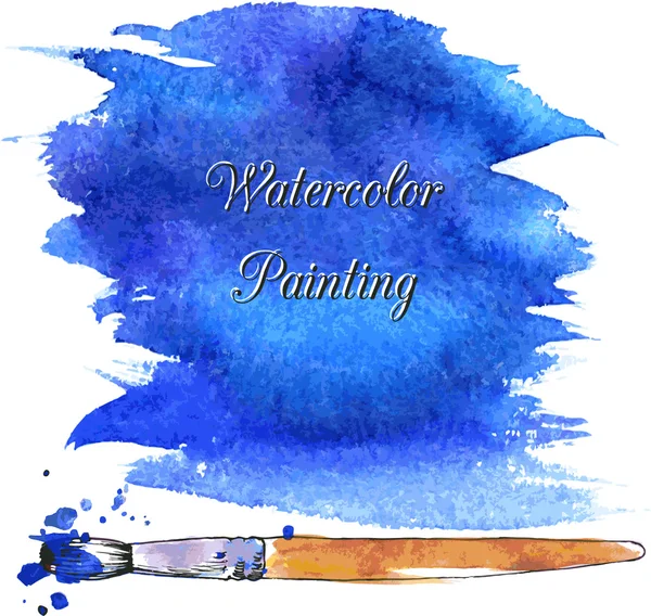 Fond bleu aquarelle abstraite avec pinceau — Image vectorielle