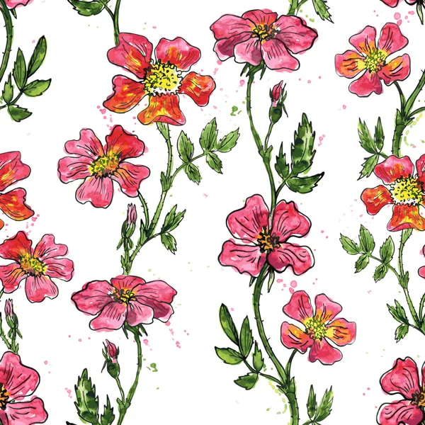 Motif floral vectoriel sans couture — Image vectorielle