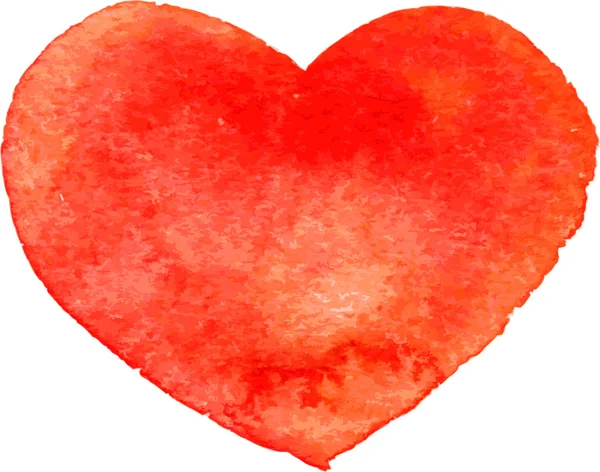 Corazón rojo pintado por acuarela — Vector de stock