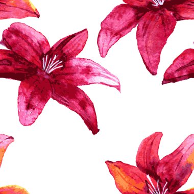 Kırmızı lily çiçekler ile Seamless Modeli