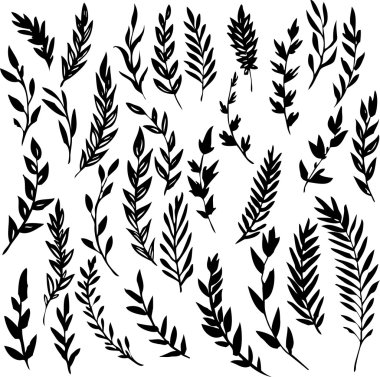 yaprakları ile soyut dallar kümesi