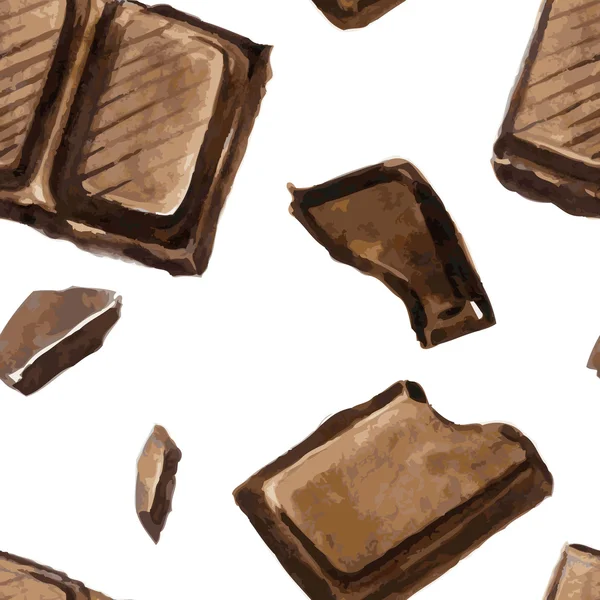 Naadloze patroon met stukjes chocolade — Stockvector