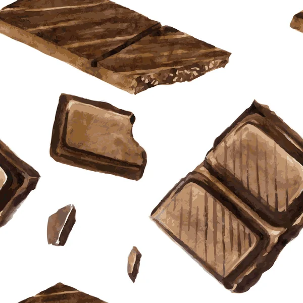 Naadloze patroon met stukjes chocolade — Stockvector