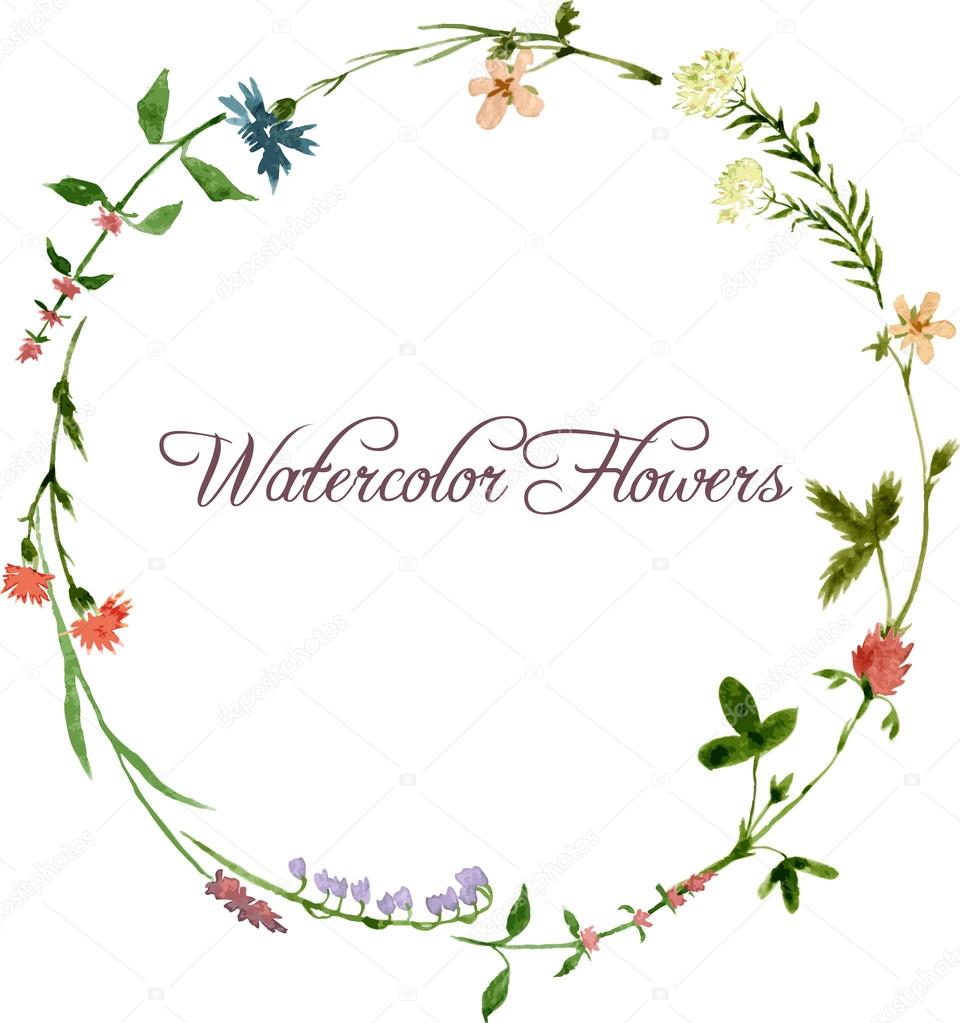 vector watercolor floral frame