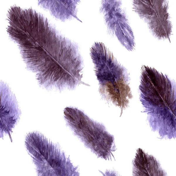 Motif sans couture avec des plumes violettes — Image vectorielle