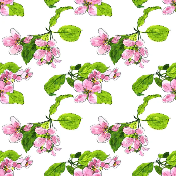 Nahtloses Muster mit Apfelblüten — Stockvektor