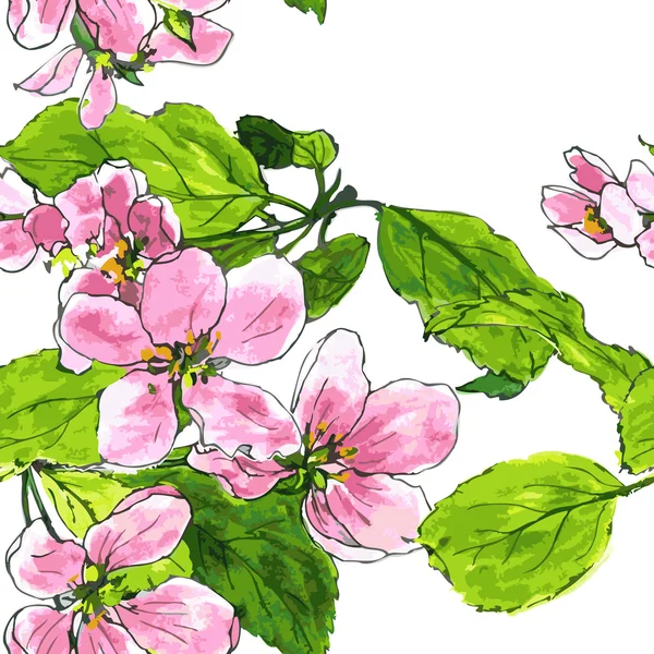 リンゴの花のシームレス パターン ストックベクター C Cat Arch Angel